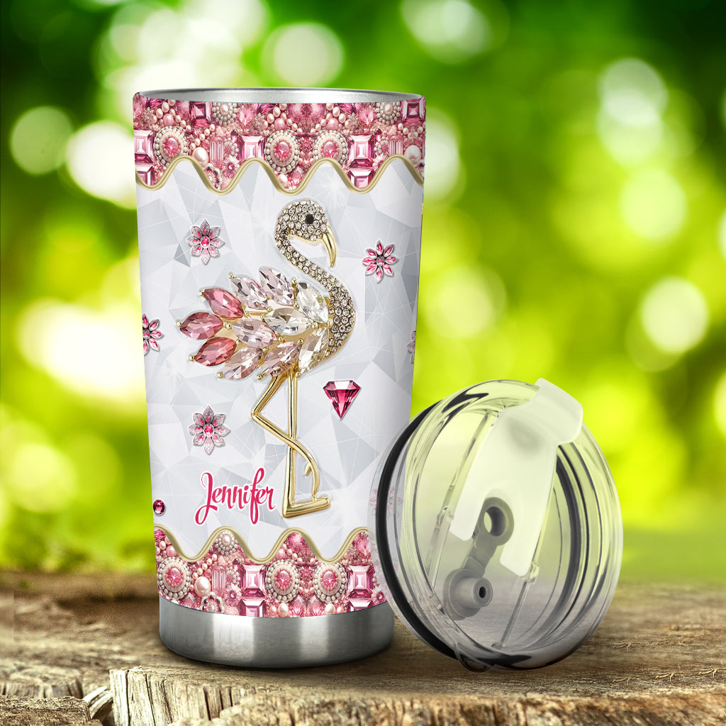 Une fille qui adore les flamants roses - Gobelet flamant rose personnalisé