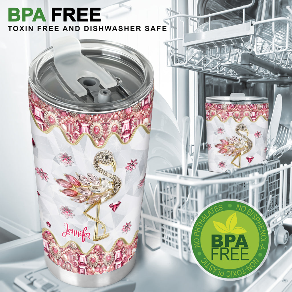 Une fille qui adore les flamants roses - Gobelet flamant rose personnalisé
