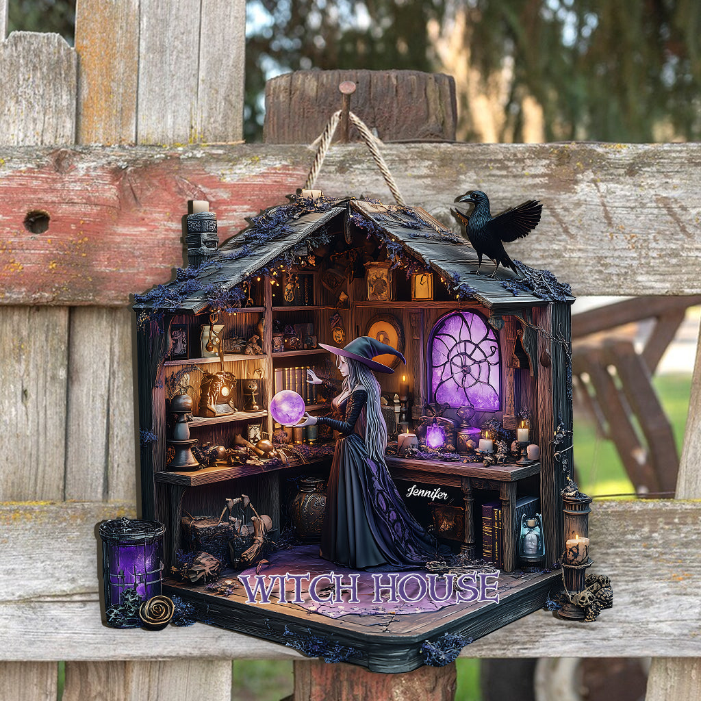 Mysterious Witch Room - Personalized Witch Custom Shaped Wood Sign