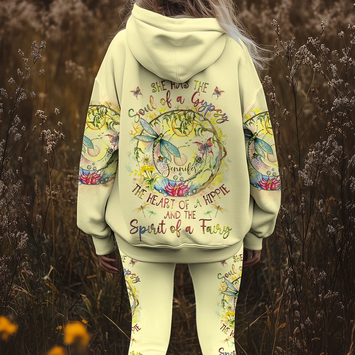 Esprit d'une libellule féerique - Sweat à capuche et legging hippie personnalisés