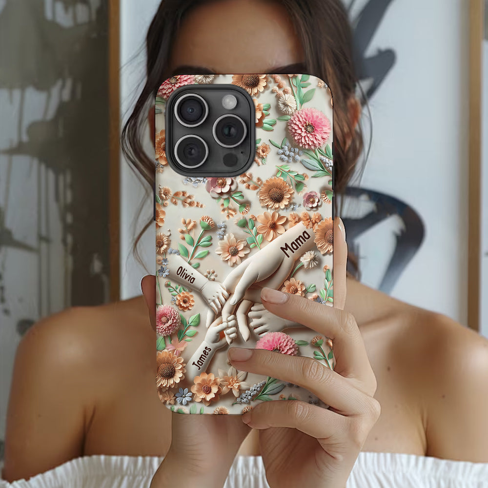 Tiens-nous la main - Coque de téléphone personnalisée avec impression intégrale pour maman