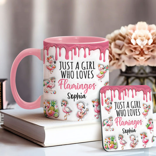 Just A Girl Who Loves Flamingos - Personalized Flamingo Accent Mug