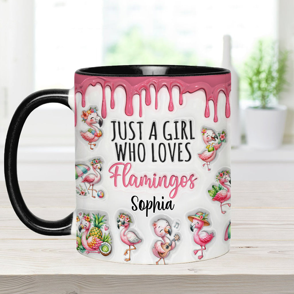 Just A Girl Who Loves Flamingos - Personalized Flamingo Accent Mug