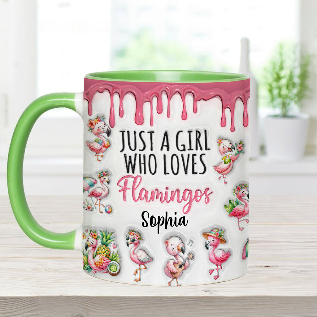 Just A Girl Who Loves Flamingos - Personalized Flamingo Accent Mug