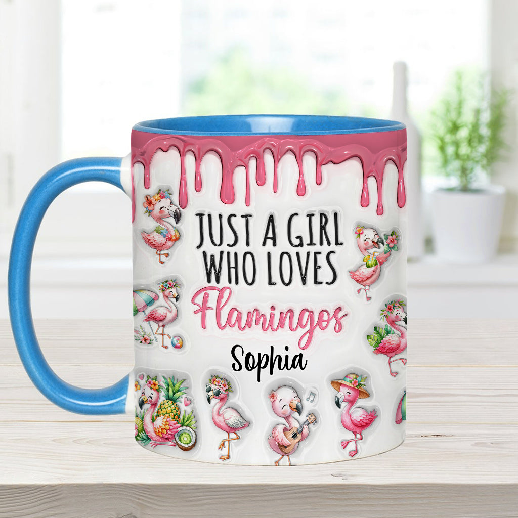 Just A Girl Who Loves Flamingos - Personalized Flamingo Accent Mug