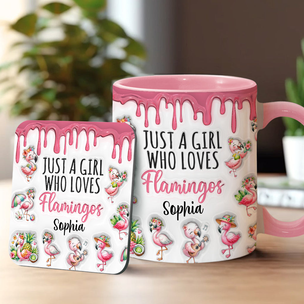 Just A Girl Who Loves Flamingos - Personalized Flamingo Accent Mug