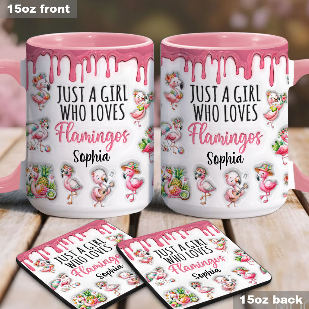 Just A Girl Who Loves Flamingos - Personalized Flamingo Accent Mug