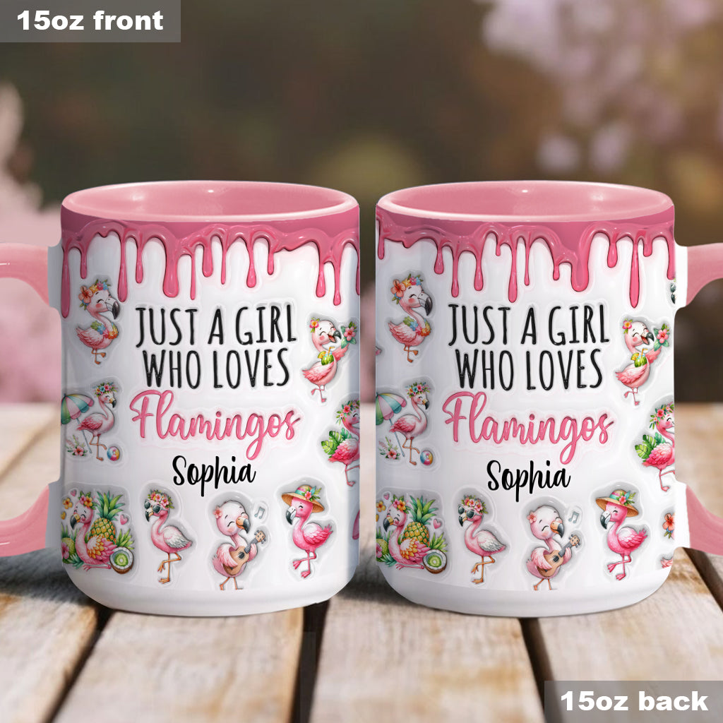 Just A Girl Who Loves Flamingos - Personalized Flamingo Accent Mug