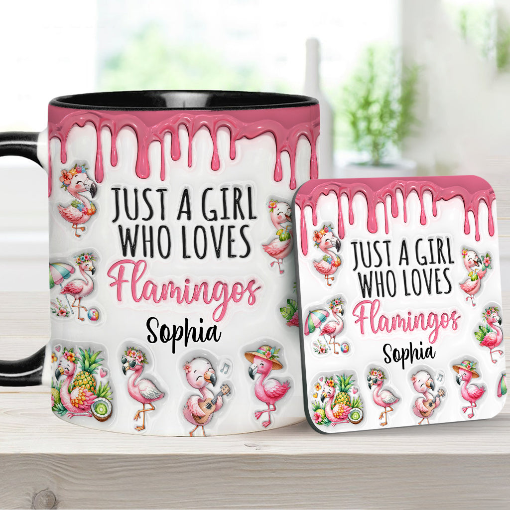 Just A Girl Who Loves Flamingos - Personalized Flamingo Accent Mug