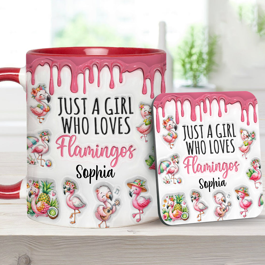 Just A Girl Who Loves Flamingos - Personalized Flamingo Accent Mug