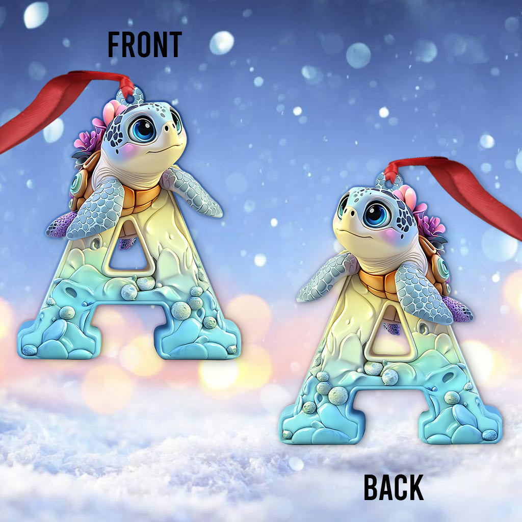 Lettre tortue mignonne - Ornement personnalisé pour enfant