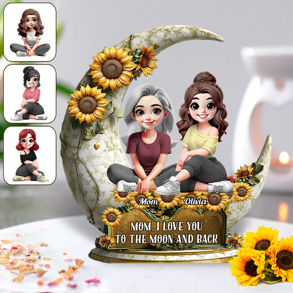 Je t'aime jusqu'à la lune et retour - Plaque acrylique personnalisée pour maman