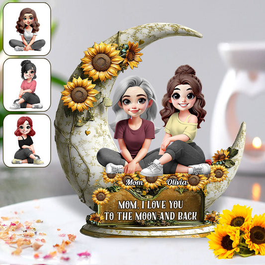 Je t'aime jusqu'à la lune et retour - Plaque acrylique personnalisée pour maman