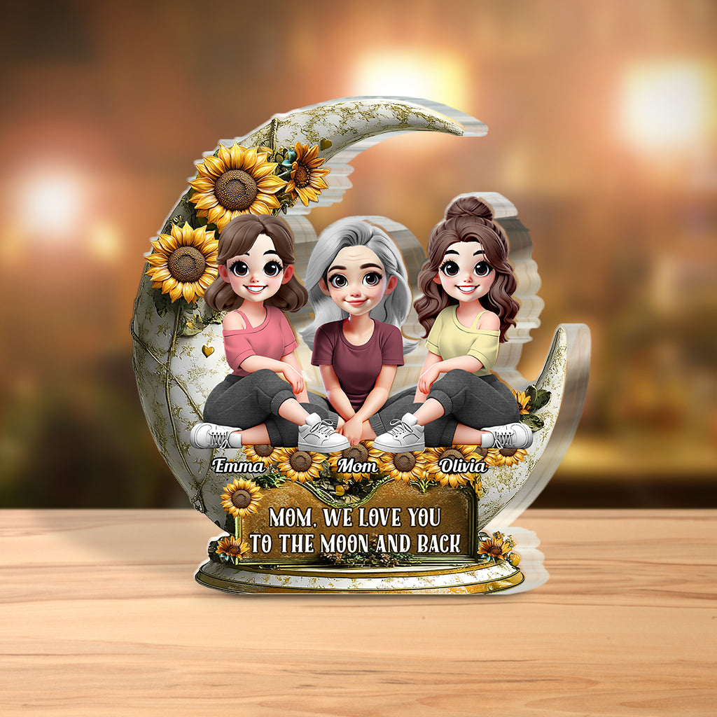 Je t'aime jusqu'à la lune et retour - Plaque acrylique personnalisée pour maman