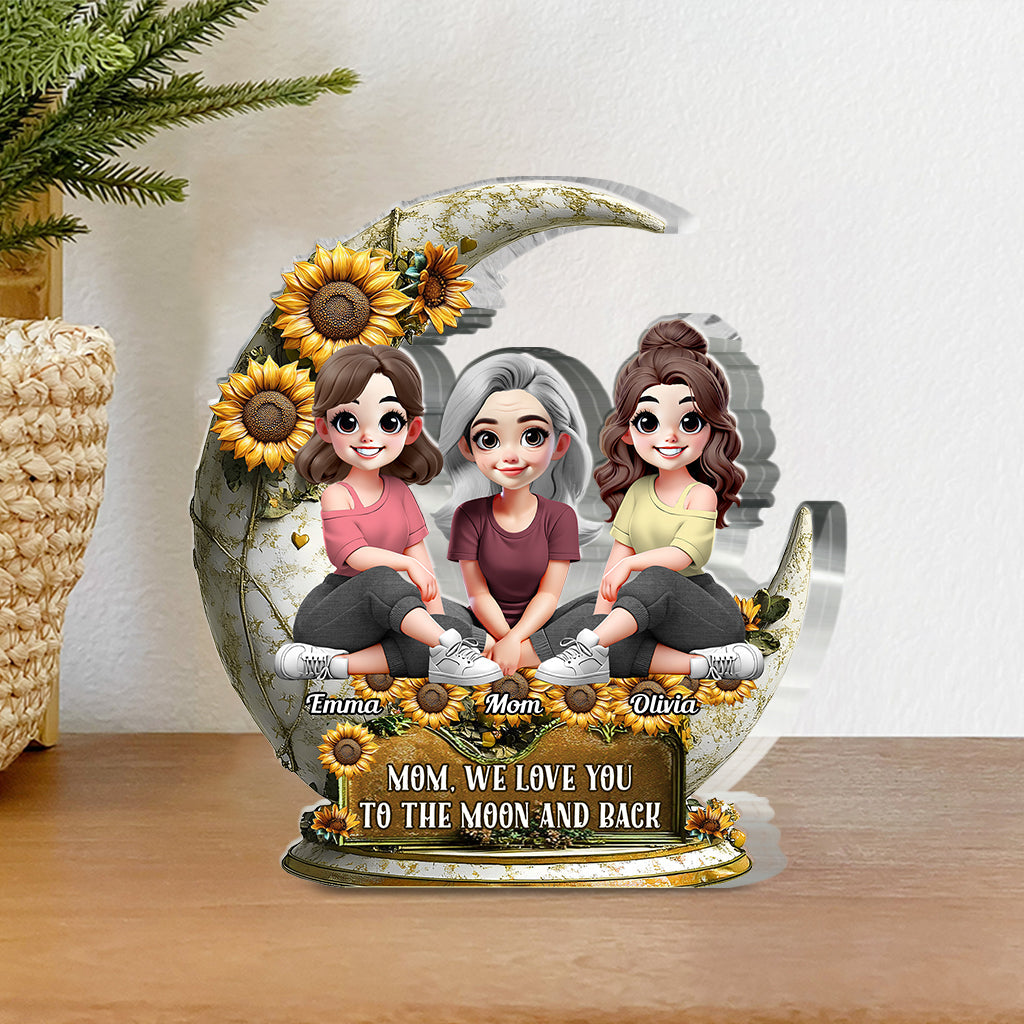 Je t'aime jusqu'à la lune et retour - Plaque acrylique personnalisée pour maman