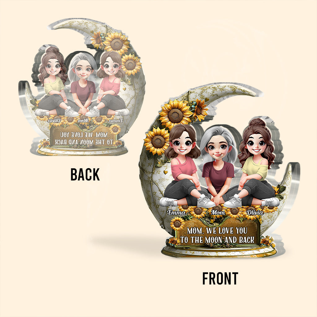 Je t'aime jusqu'à la lune et retour - Plaque acrylique personnalisée pour maman