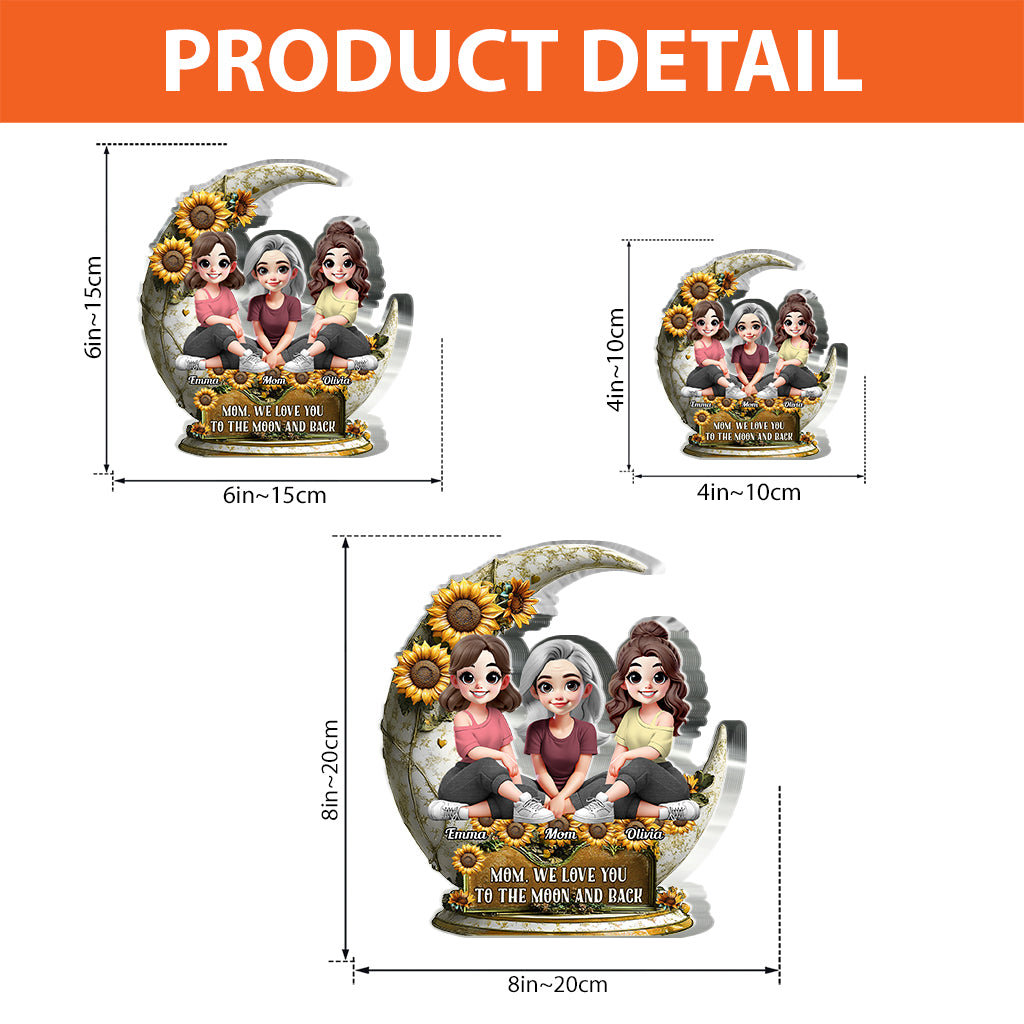 Je t'aime jusqu'à la lune et retour - Plaque acrylique personnalisée pour maman