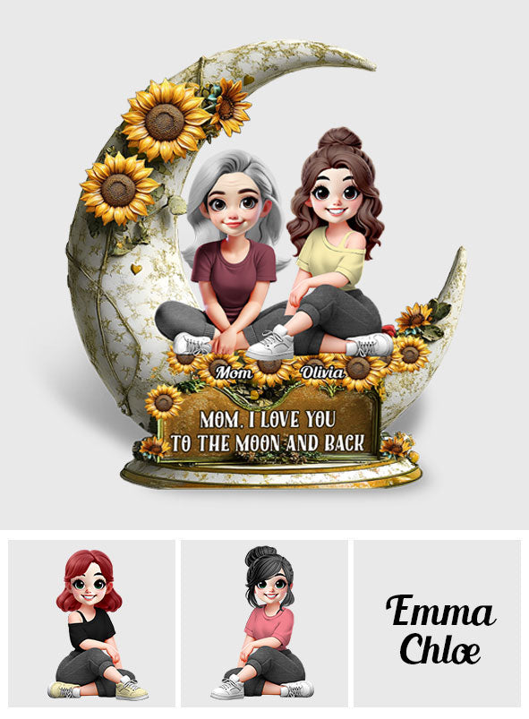 Je t'aime jusqu'à la lune et retour - Plaque acrylique personnalisée pour maman