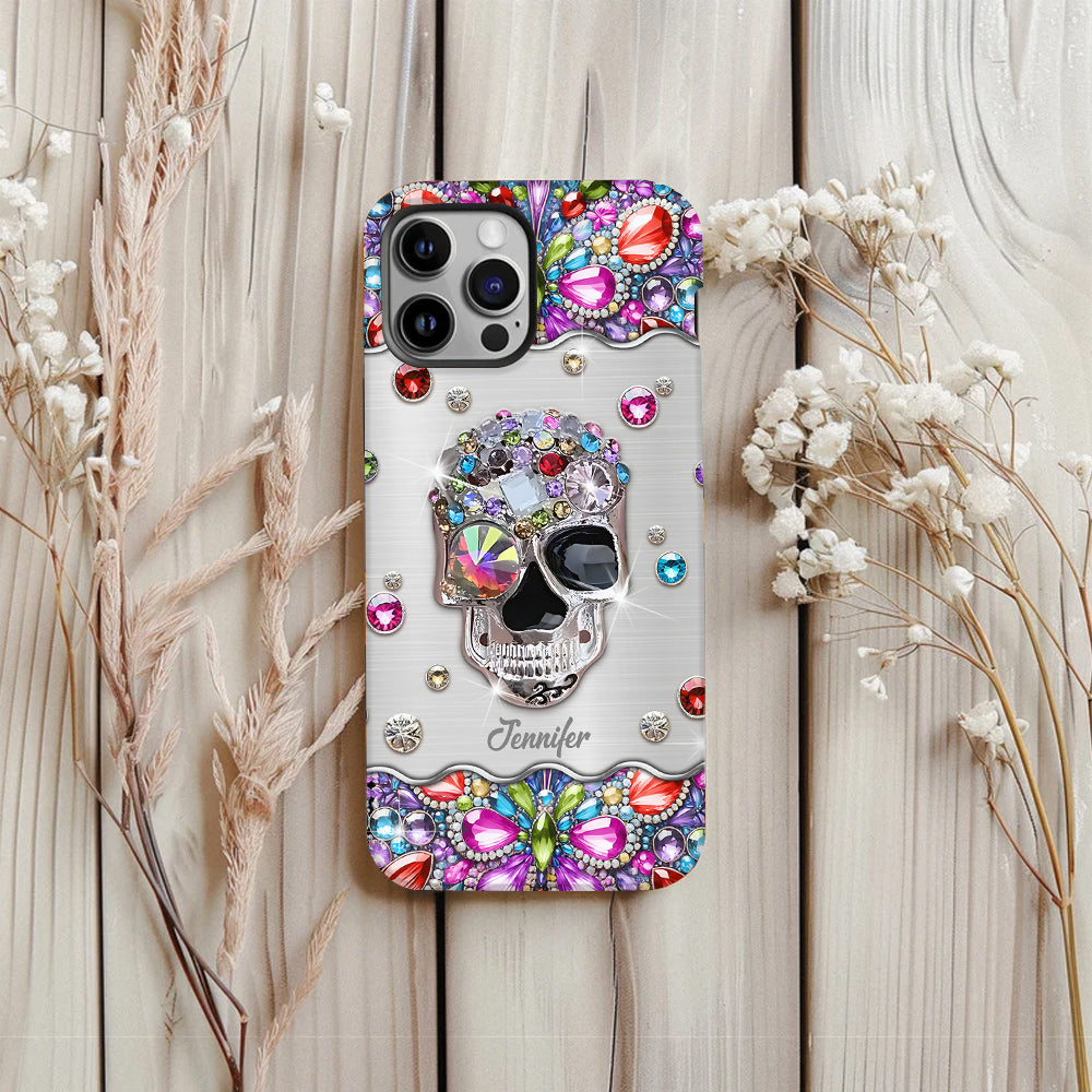 Sparkle Skull - Personalized Skull Full Print Phone Case