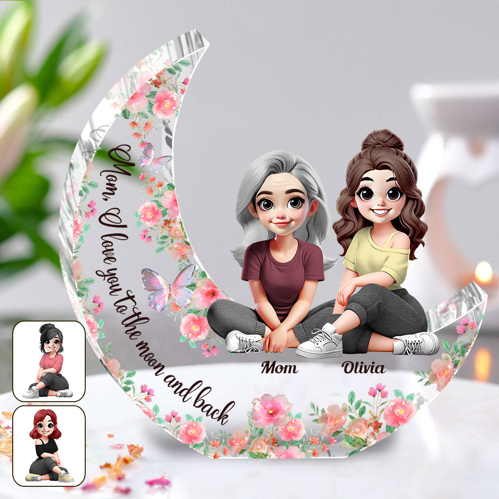 Je t'aime jusqu'à la lune et retour - Plaque acrylique personnalisée pour maman