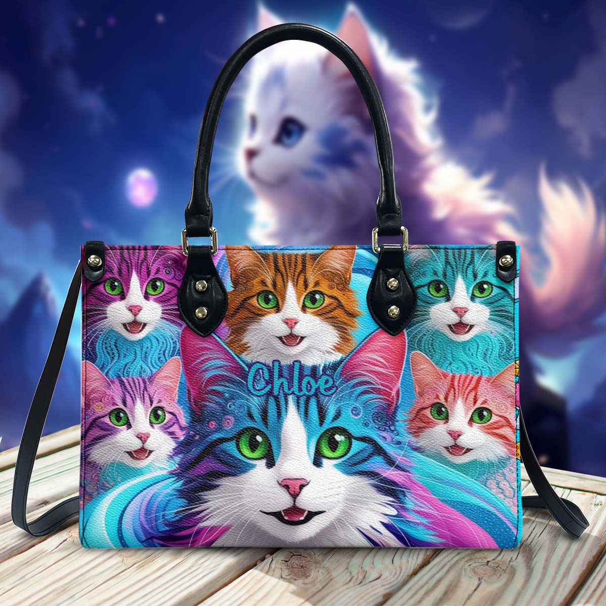 Crazy Cat Lady - Personalized Cat Leather Handbag