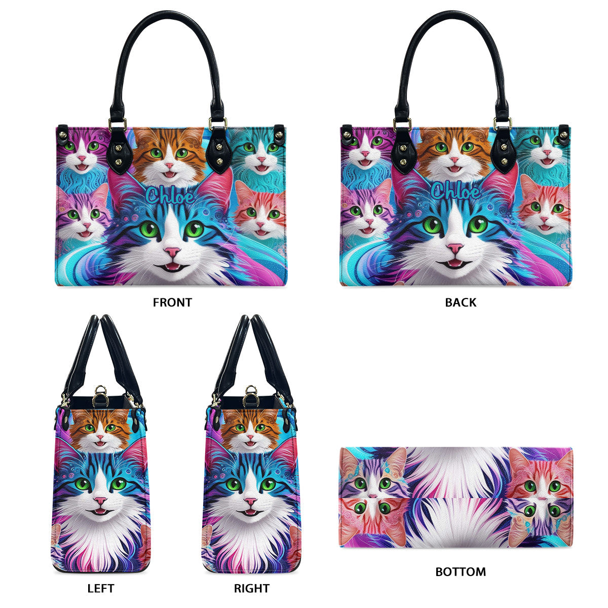 Crazy Cat Lady - Personalized Cat Leather Handbag