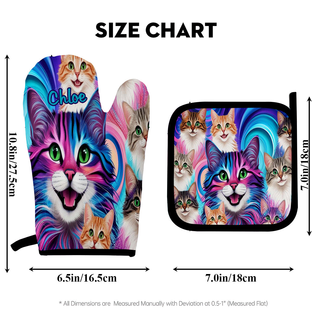 Crazy Cat Lady - Personalized Cat Oven Mitts & Pot Holder Set