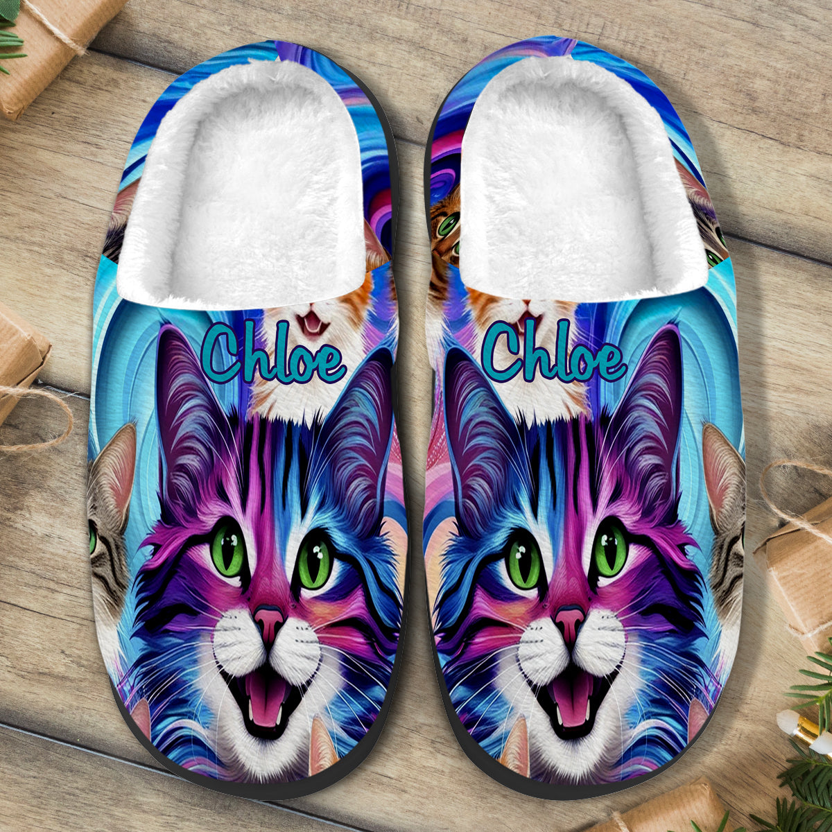 Cute Cats - Personalized Cat Slippers
