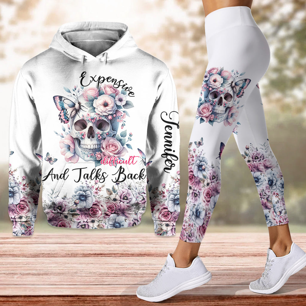 Tête de mort florale - Sweat à capuche et leggings personnalisés avec tête de mort