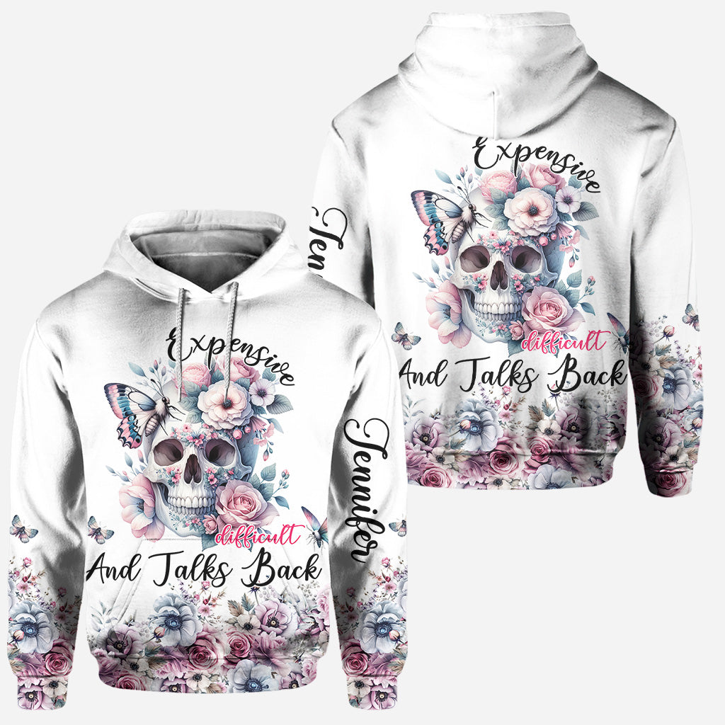 Tête de mort florale - Sweat à capuche et leggings personnalisés avec tête de mort