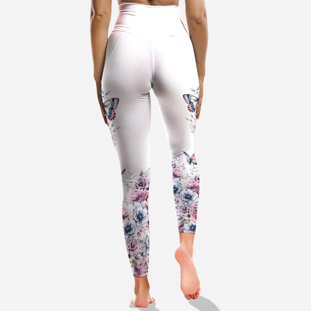 Tête de mort florale - Sweat à capuche et leggings personnalisés avec tête de mort