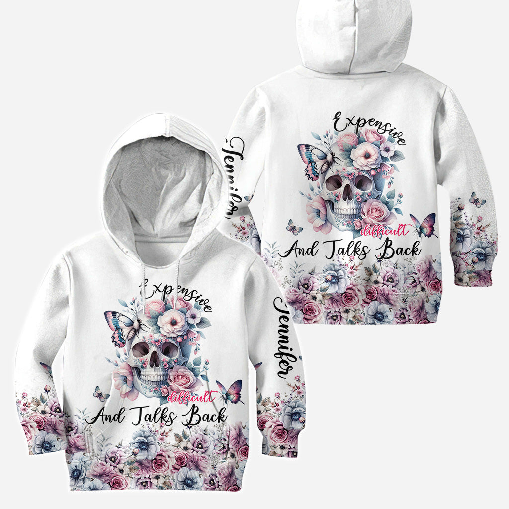 Tête de mort florale - Sweat à capuche et leggings personnalisés avec tête de mort