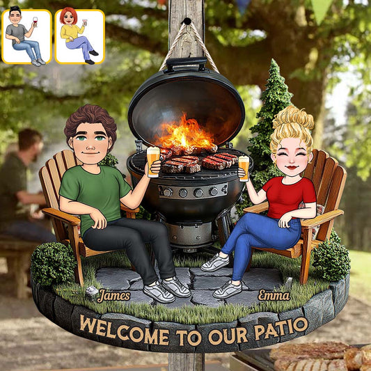 Bienvenue sur notre terrasse - Panneau en bois personnalisé pour couple