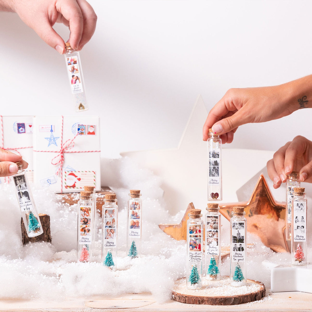 Mini-bouteille décorative avec photo de couple - cadeau pour mari, femme, petit ami, petite amie - Mini-bouteille décorative personnalisée