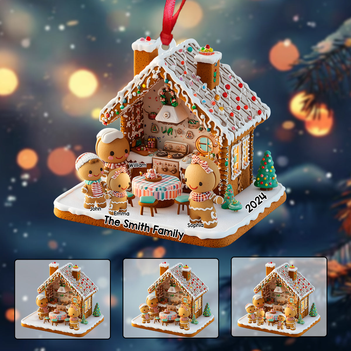 Ginger Bread Family - Personalized Family Ornament