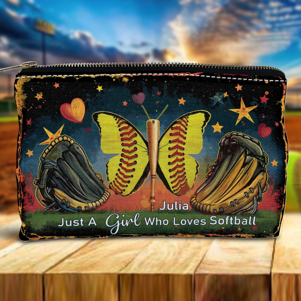 Une fille qui adore le softball - Pochette de softball personnalisée