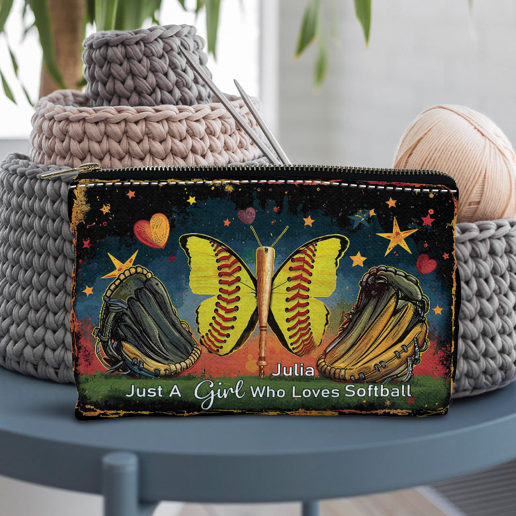 Une fille qui adore le softball - Pochette de softball personnalisée