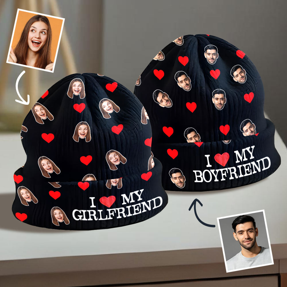 I Love My Girlfriend Boyfriend - Personalized Couple Beanie Hat