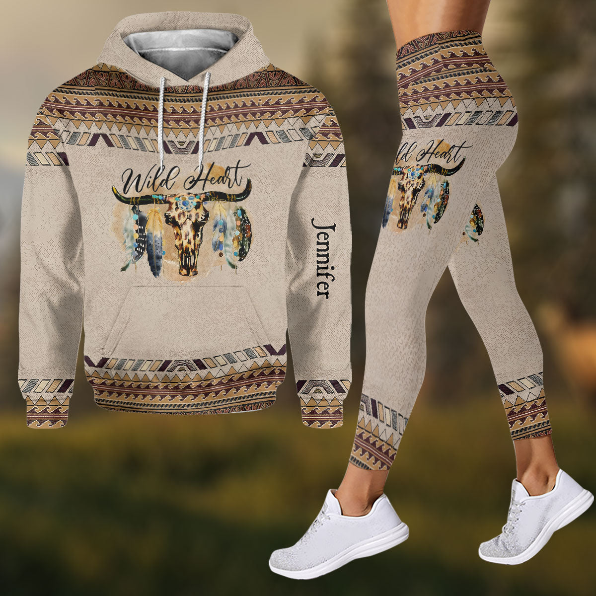 Ensemble western personnalisé (sweat à capuche et leggings) pour fille -