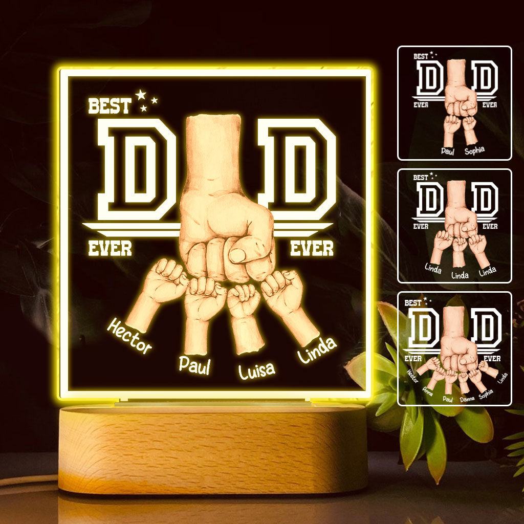 Meilleur papa du monde - Plaque lumineuse personnalisée en forme de papa