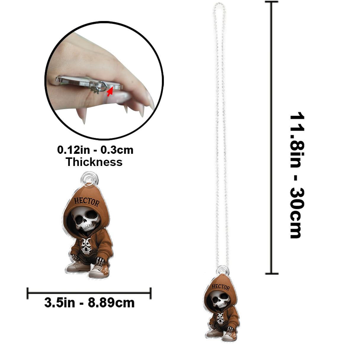 Stylish Skeleton - Personalized Skull Custom Shaped Car Ornament