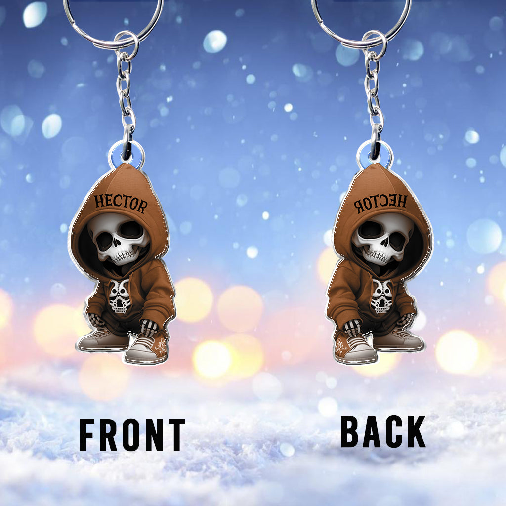 Porte-clés squelette élégant et personnalisé en forme de crâne