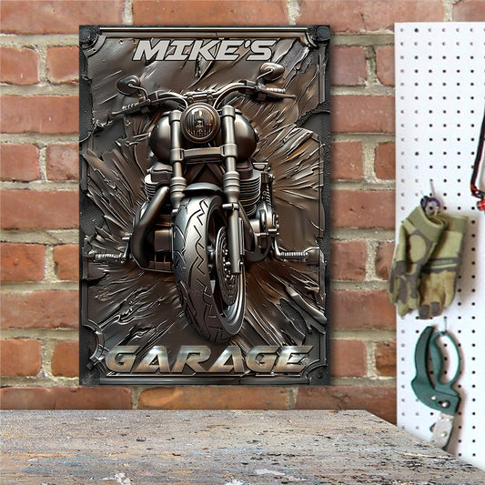 Plaque métallique rectangulaire personnalisée pour motards, style vintage