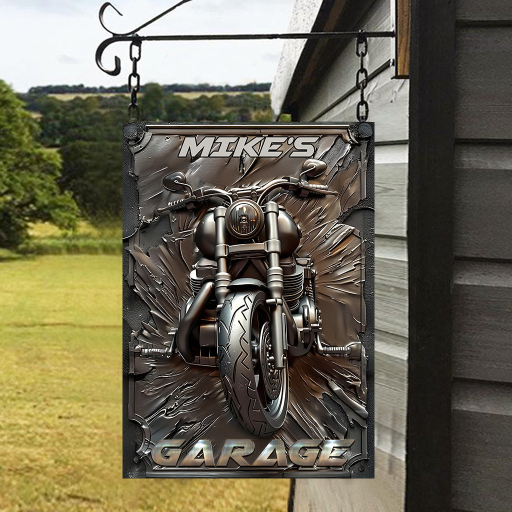 Vintage Motorcycle - Personalized Biker Rectangle Metal Sign