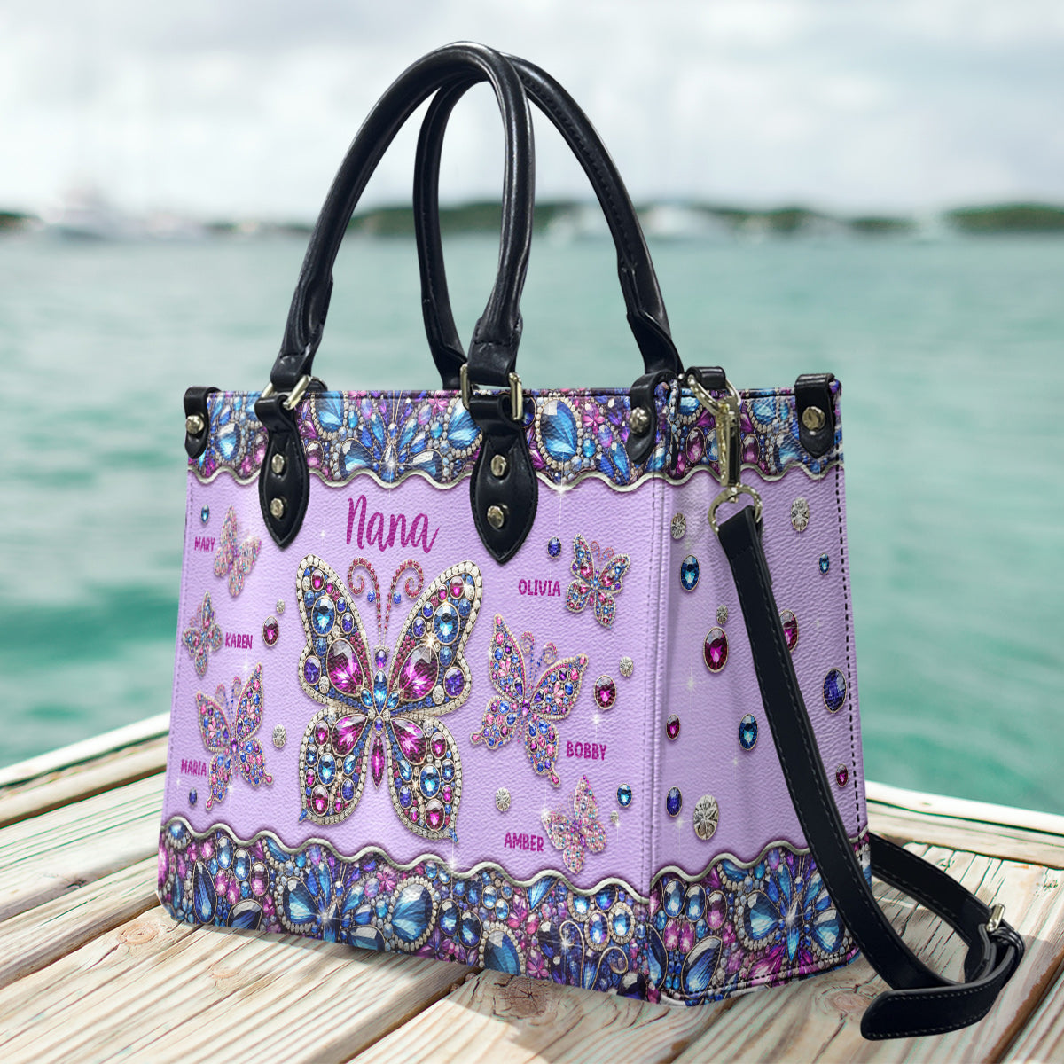 Sac à main en cuir personnalisé pour grand-mère