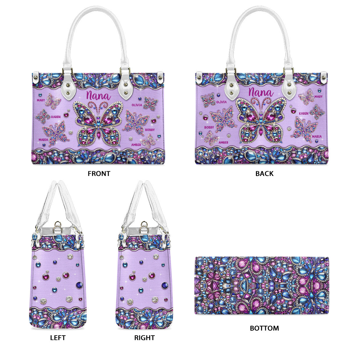 Sac à main en cuir personnalisé pour grand-mère