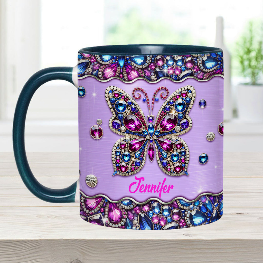 Mug personnalisé à motif papillon scintillant