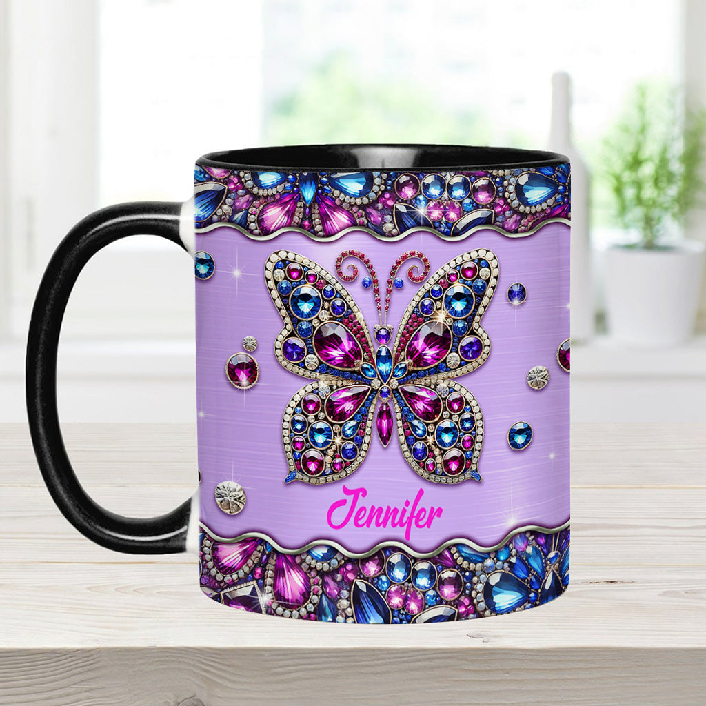 Mug personnalisé à motif papillon scintillant