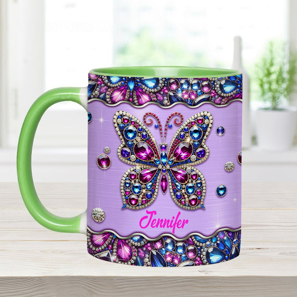 Mug personnalisé à motif papillon scintillant