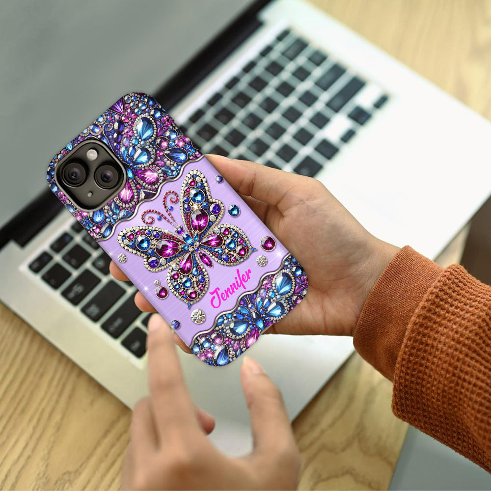 Sparkle Butterfly - Personalized Butterfly Full Print Phone Case